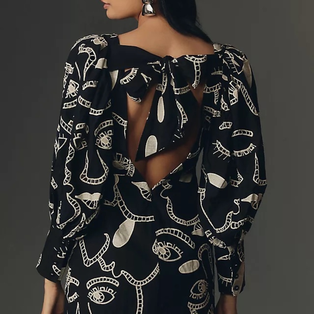 New FARM Rio Richelieu Faces Long Sleeve Mini Dress - Picture 2 of 7